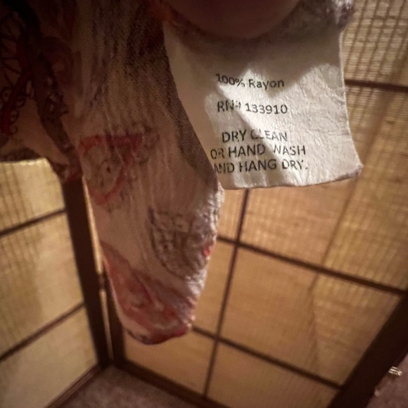 Show me your Mumu  rayon Pom Pom drawstring paisley dress   Red and taupe - Picture 10 of 11